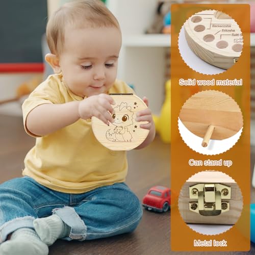 SPERMUOY Milchzahndose Zahndose milchzahnbox junge,Zahnbox Holz Milchzähne Box,Zahnbox für Milchzähne aus Holz für Mädchen und Jungen von SPERMUOY