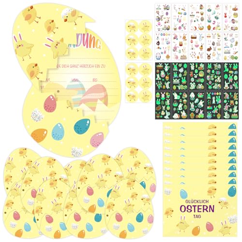 SPERMUOY Einladungskarten Ostern mit Umschlag,10 Stück Einladung kindergeburtstag,aufklappbar Frohe Ostern Grußkarten postkarte ostern Ostergeschenk & Geschenkkarte von SPERMUOY