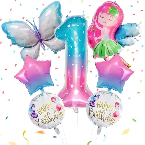 SPERMUOY Geburtstag Deko Schmetterling,Schmetterling Folienballon 1 Jahre,Geburtstagsdeko Schmetterlinge mädchen,Bunt Schmetterling ballon für Mädchen Geburtstag Deko von SPERMUOY