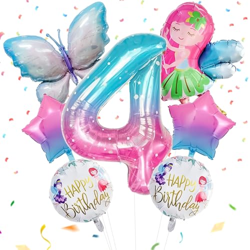 SPERMUOY Schmetterling Geburtstagsdeko Mädchen 4 Jahr,Schmetterling party deko Geburtstagsdeko Schmetterlinge mädchen,Schmetterlinge Geburtstags Dekoration Luftballons für Mädchen Geburtstag Deko von SPERMUOY