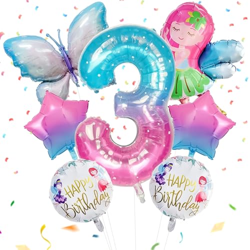 SPERMUOY Schmetterling deko geburtstag Mädchen 3 Jahre,Schmetterling party deko Geburtstagsdeko Schmetterlinge mädchen,Schmetterlinge Geburtstags Dekoration Luftballons für Mädchen Geburtstag Deko von SPERMUOY