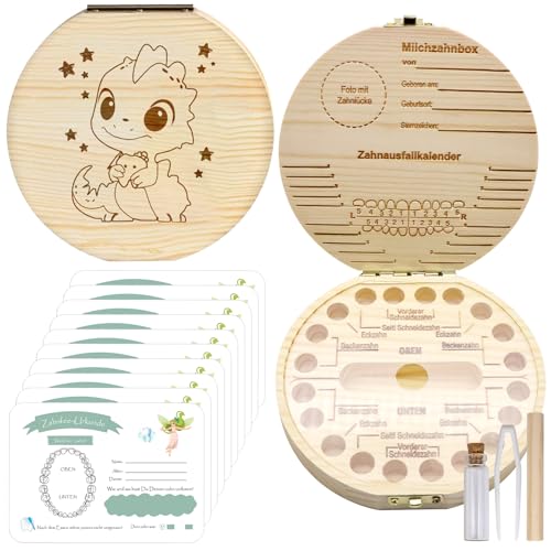 SPERMUOY Milchzahndose Zahndose milchzahnbox junge,Zahnbox Holz Milchzähne Box,Zahnbox für Milchzähne aus Holz für Mädchen und Jungen von SPERMUOY