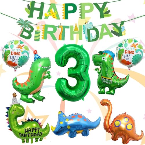 SPERMUOY Dino geburtstag deko 3 jahre junge,Dino geburtstagsdeko kinder,Dinosaurier Deko Kindergeburtstag Dinosaurier Luftballons Grün Dschungel Geburtstag Dekoration Junge Mädchen von SPERMUOY