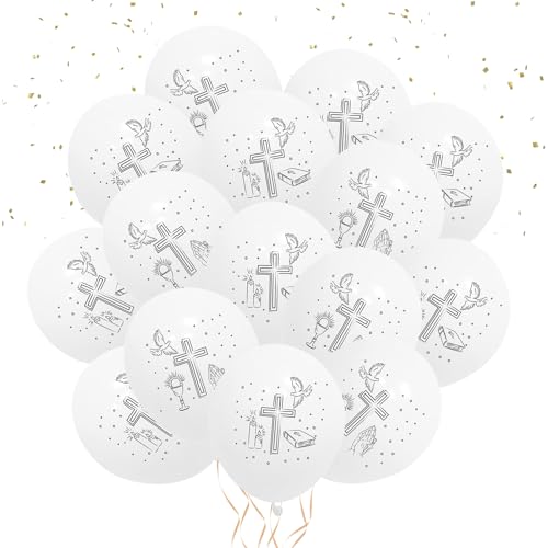 SPERMUOY Weiße luftballons Kommunion Deko luftballon,60 Stücke konfirmation luftballons taufe luftballons,Weiß Luftballons Kommunion für Konfirmation Kommunion,Taufe von SPERMUOY