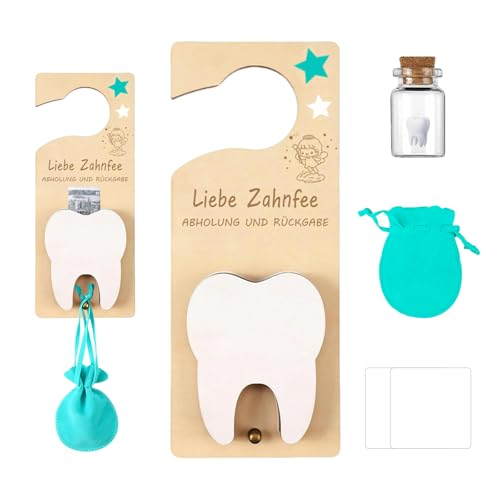 Zahnfee geschenke Jungen,Zahnfee Türhänger,Holz 3D Andenkenbox für Verlorene Zähne,Verlorenen Zahn Kinder Geschenke Souvenir Zubehör Ermutigendes Geschenk für Raumdekoration(Jungen-Stil) von SPERMUOY
