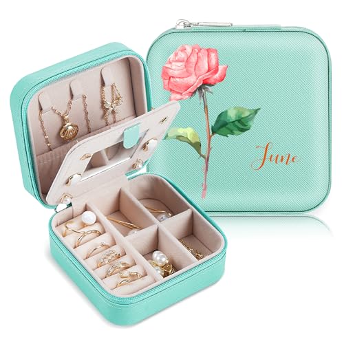 SPETYORT Personalisierte Reise-Schmuckschatulle mit Spiegel, kleine Schmuckschatulle mit bunter Geburtsblume und Namen, Schmuck-Reiseetui für Ringe, Ohrringe, Halsketten, personalisierte Geschenke für SPETYORT Personalisierte Reise-Schmuckschatulle mit Spiegel, kleine Schmuckschatulle mit bunter Geburtsblume und Namen, Schmuck-Reiseetui für Ringe, Ohrringe, Halsketten, personalisierte Geschenke für von SPETYORT