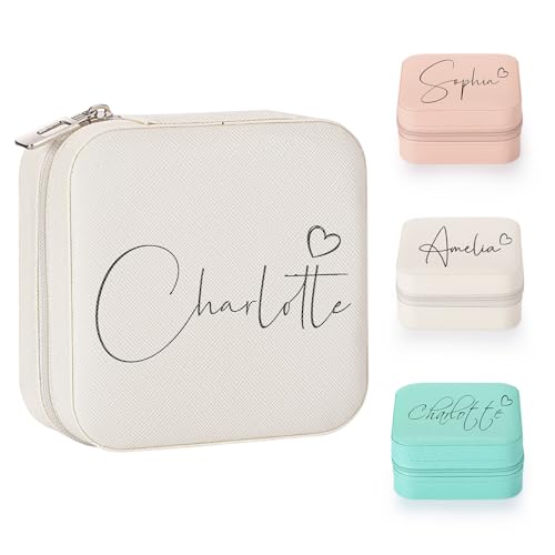 SPETYORT Personalisierte Schmuckschatulle für Damen, individuelle Reise Schmuckkästchen mit Namen, Leder-Schmuck-Organizer-Box für Ringe, Ohrringe, personalisierte Geschenke für Frauen SPETYORT Personalisierte Schmuckschatulle für Damen, individuelle Reise Schmuckkästchen mit Namen, Leder-Schmuck-Organizer-Box für Ringe, Ohrringe, personalisierte Geschenke für Frauen von SPETYORT
