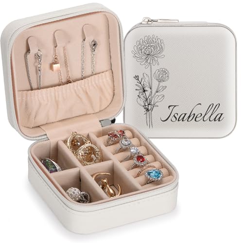 SPETYORT Personalisierte Schmuckschatulle für Damen, individuelle Reise Schmuckkästchen mit Namen, Leder-Schmuck-Organizer-Box für Ringe, Ohrringe, personalisierte Geschenke für Frauen SPETYORT Personalisierte Schmuckschatulle für Damen, individuelle Reise Schmuckkästchen mit Namen, Leder-Schmuck-Organizer-Box für Ringe, Ohrringe, personalisierte Geschenke für Frauen von SPETYORT