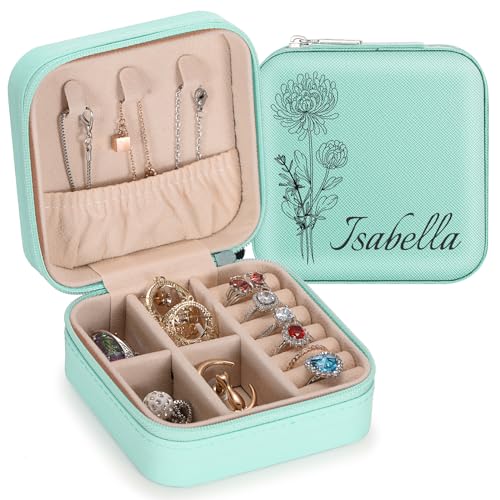 SPETYORT Personalisierte Schmuckschatulle für Damen, individuelle Reise Schmuckkästchen mit Namen, Leder-Schmuck-Organizer-Box für Ringe, Ohrringe, personalisierte Geschenke für Frauen SPETYORT Personalisierte Schmuckschatulle für Damen, individuelle Reise Schmuckkästchen mit Namen, Leder-Schmuck-Organizer-Box für Ringe, Ohrringe, personalisierte Geschenke für Frauen von SPETYORT