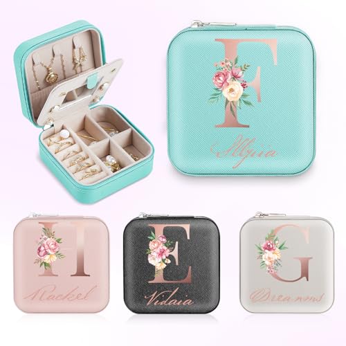 SPETYORT Personalisierte Schmuckschatulle für Damen, individuelles Reise-Schmuckkästchen mit Initiale und Namen, kleiner Reise-Schmuck-Organizer für Ringe, Ohrringe, Halsketten, personalisierte SPETYORT Personalisierte Schmuckschatulle für Damen, individuelles Reise-Schmuckkästchen mit Initiale und Namen, kleiner Reise-Schmuck-Organizer für Ringe, Ohrringe, Halsketten, personalisierte von SPETYORT