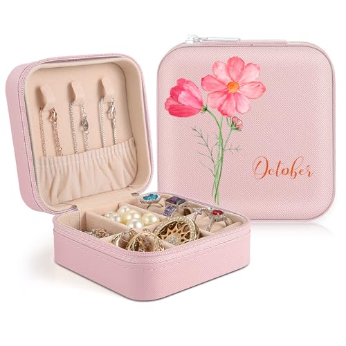 SPETYORT Personalisierte Schmuckschatulle für Frauen, Individuelle Reiseschmuckschatulle mit bunten Geburtsblumen und Namen, Kleiner Schmuckorganisator Personalisierte Geschenke für Frauen SPETYORT Personalisierte Schmuckschatulle für Frauen, Individuelle Reiseschmuckschatulle mit bunten Geburtsblumen und Namen, Kleiner Schmuckorganisator Personalisierte Geschenke für Frauen von SPETYORT