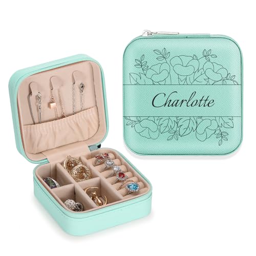 SPETYORT Personalisiertes Reise Schmuckkästchen für Mädchen, individuelle Leder-Schmuck-Organizer-Box mit Geburtsblume, kleine Schmuckschatulle, Halsketten-Organizer, Brautjungfergeschenke SPETYORT Personalisiertes Reise Schmuckkästchen für Mädchen, individuelle Leder-Schmuck-Organizer-Box mit Geburtsblume, kleine Schmuckschatulle, Halsketten-Organizer, Brautjungfergeschenke von SPETYORT