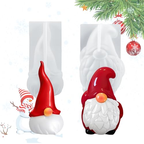 SPHERETRON 3D Wichtel Silikonform Weihnachtenmann Silikonform,2 Stück Weihnachtsmann Silikonform,Wichtel Gießformen Silikon Weihnachtsmann 3D Silikonform Weihnachtsmann von SPHERETRON