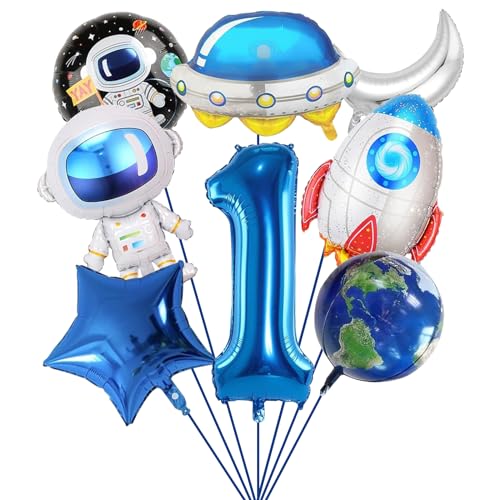 SPHERETRON Weltraum Astronaut Folienballon 8 Stück Weltraum Luftballons Astronauten Folienballons Rakete Raumschiff Helium Ballon Weltraum deko Weltraum Geburtstagsdeko für Kinder Geburtstag Party von SPHERETRON