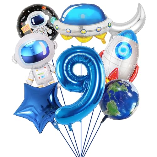 SPHERETRON Weltraum Geburtstag Deko Luftballons 8 Stück Weltraum Astronaut Folienballon Rakete Raumschiff Helium Ballon Folienballon Astronaut für Weltraum Themen Party Geburtstagdeko kinder von SPHERETRON