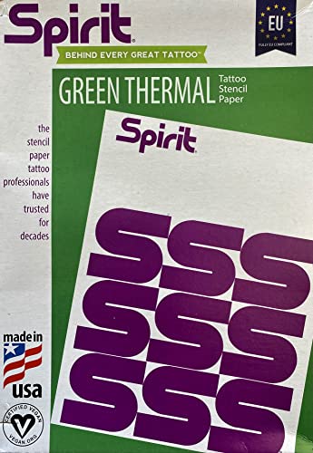 SPIRIT A4 Green Matrizenpapier für Thermokopierer, 100 Blatt, für Tattoo Vorlage, Green Thermal von SPIRIT USA
