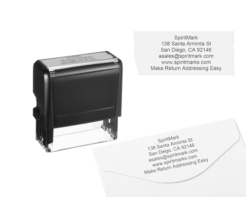 SPIRITMARK Individueller Stempel, selbstfärbender Stempel, einfaches Stempeln und saubere Abdrücke, Verwendung für Adressstempel, Büro (extra groß) von SPIRITMARK