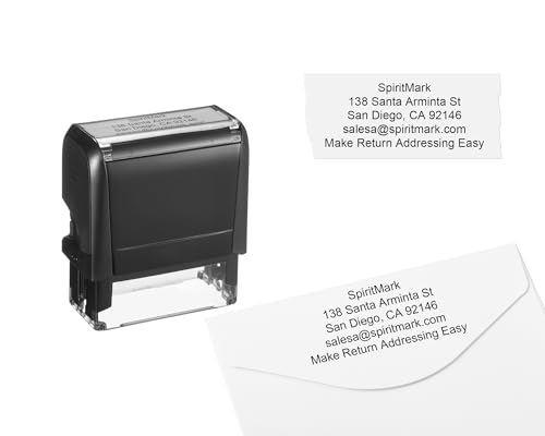 SPIRITMARK Individueller Stempel, selbstfärbender Stempel, einfaches Stempeln und saubere Abdrücke, Verwendung für Adressstempel, Büro (groß) von SPIRITMARK