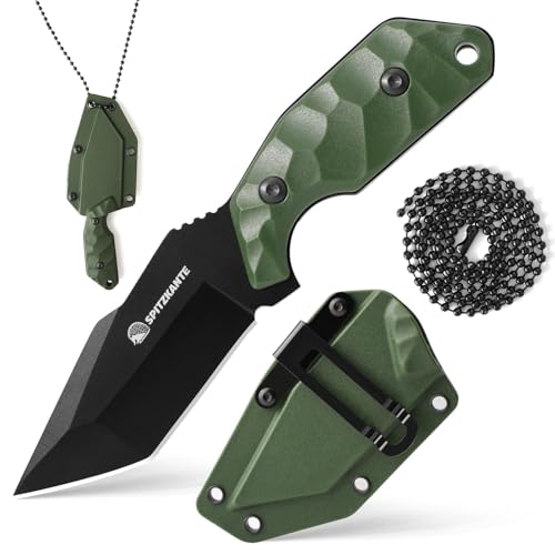 SPITZKANTE Kleines Neck Knife Messer X-TAN-K, 7,8 cm Tanto-Klinge aus 5Cr14MoV, EDC Outdoor Messer feststehend, mit ABS Scheide, Kugelkette, Klinge Schwarz + Grün Griff SPITZKANTE Kleines Neck Knife Messer X-TAN-K, 7,8 cm Tanto-Klinge aus 5Cr14MoV, EDC Outdoor Messer feststehend, mit ABS Scheide, Kugelkette, Klinge Schwarz + Grün Griff von SPITZKANTE