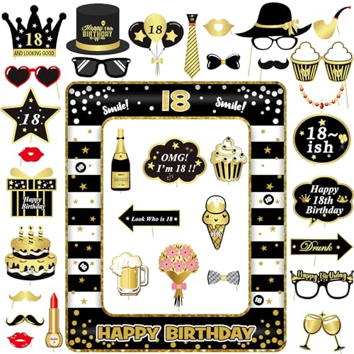 34 Stück Fotobox Accessoires, 18 Geburtstag Deko, Party Zubehör, Tischdeko Geburtstag und 1 Aufblasbarer Fotorahmen für 18 Geburtstag Mädchen und Junge, Vielfalt Party Deko Geburtstag Hochzeiten (18) 34 Stück Fotobox Accessoires, 18 Geburtstag Deko, Party Zubehör, Tischdeko Geburtstag und 1 Aufblasbarer Fotorahmen für 18 Geburtstag Mädchen und Junge, Vielfalt Party Deko Geburtstag Hochzeiten (18) von SPOKKI