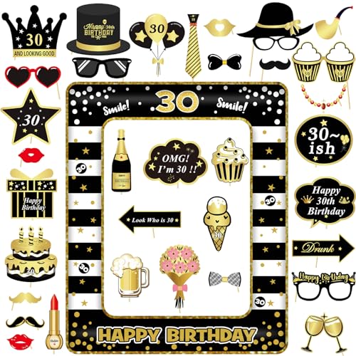 34 Stück Fotobox Accessoires, 30 Geburtstag Deko, Party Zubehör, Tischdeko Geburtstag und 1 Aufblasbarer Fotorahmen für 30 Geburtstag Mädchen und Junge, Vielfalt Party Deko Geburtstag Hochzeiten (30) 34 Stück Fotobox Accessoires, 30 Geburtstag Deko, Party Zubehör, Tischdeko Geburtstag und 1 Aufblasbarer Fotorahmen für 30 Geburtstag Mädchen und Junge, Vielfalt Party Deko Geburtstag Hochzeiten (30) von SPOKKI