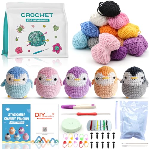 SPOKKI Häkelset für Anfänger, 5-teiliges Häkeltier-Set, Pinguin-Stricksets für Kinder und Erwachsene, inklusive Schritt-für-Schritt-Video-Tutorials, Garne, Häkelzubehör und Zubehör SPOKKI Häkelset für Anfänger, 5-teiliges Häkeltier-Set, Pinguin-Stricksets für Kinder und Erwachsene, inklusive Schritt-für-Schritt-Video-Tutorials, Garne, Häkelzubehör und Zubehör von SPOKKI