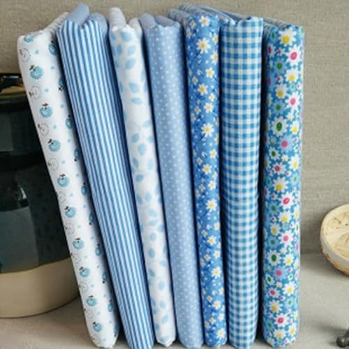 Basteln macht Spaß mit einem Set von 7 sortierten vorgeschnittenen, dicken Tabby-Steppstoffen (blau) von SPORTARC