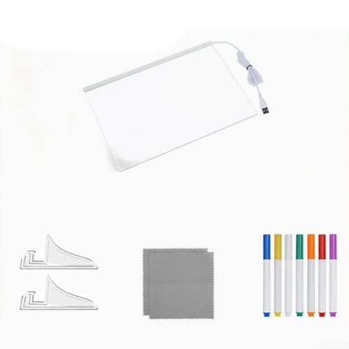 Bunte LED-Notiztafel, Acryl-Zeichenbrett mit 7 bunten Stiften, 6 Farben, Neonlicht, kreative Nachrichtenanzeige, 20 x 30 x 4 cm (20 x 20 cm) von SPORTARC