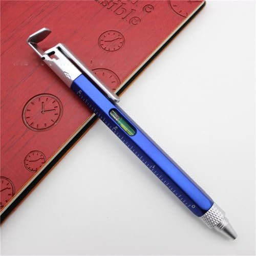 SPORTARC 6-in-1-Kugelschreiber mit Wasserwaage und Handyhalterung für bequeme Verwendung (blau) von SPORTARC