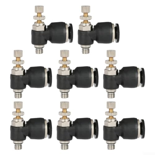 SPORTARC 8 Stück Luftstrom-Anschluss, Luftstrom-Kontrollventil-Anschlussschlauch, 8-teiliges Set, zuverlässige Leistung (6 mm Rohr x M5-Gewinde) von SPORTARC