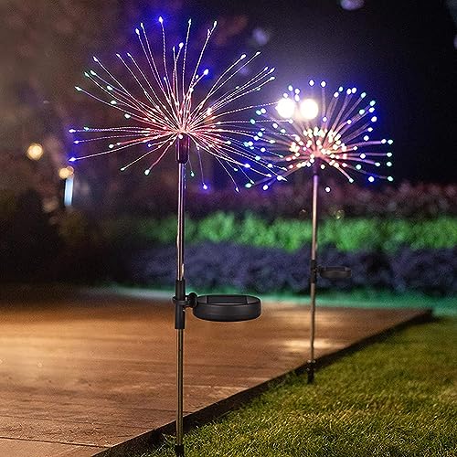 Solar Gartenleuchten Außen, 150 LED Solarbetriebenes Feuerwerk für STARBURST Pfahllicht Warmweiß Garten Outdoor von SPORTARC