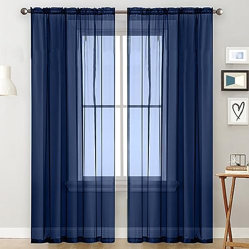 SPORTARC Tüll Mesh Sheer Vorhang, Dunkelblau Sheer Vorhänge, Panel Vorhänge, Shutter Screening Garn Voile Zimmer Tür Volant Drape SPORTARC Tüll Mesh Sheer Vorhang, Dunkelblau Sheer Vorhänge, Panel Vorhänge, Shutter Screening Garn Voile Zimmer Tür Volant Drape von SPORTARC