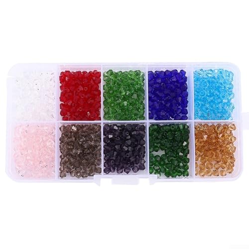 Verwandeln Sie Ihre Schmuckdesigns mit 800 facettierten Doppelkegel-Glasperlen, ideal für Halsketten und Armbänder (4 mm) von SPORTARC