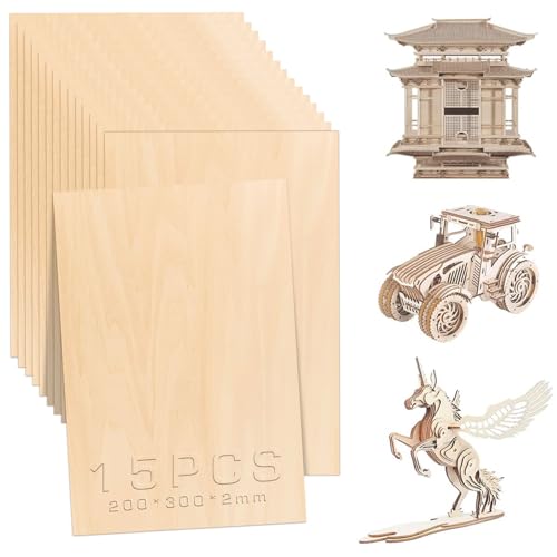 SPORWAY 15 Stück Sperrholzplatte 2mm: Holzplatten zum Basteln 300 x 200 x 2 (+/- 0,2) mm, Sperrholz, Balsaholz Platten Perfekt Für zum Basteln, Modellbau, Kreativ Hobby, Laserprojekte, Gemälde Kunsta von SPORWAY