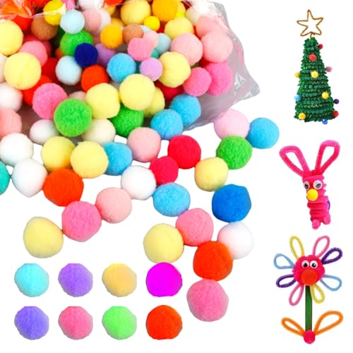 SPORWAY 600 Stück Pompons zum Basteln: Bunte Pompons 10/15/20/25/30 mm Pompom Bälle, Filzkugeln Mini Pompons Flauschigen Plüschbälle DIY Pompom für DIY Kreative Handwerk Dekorationen von SPORWAY
