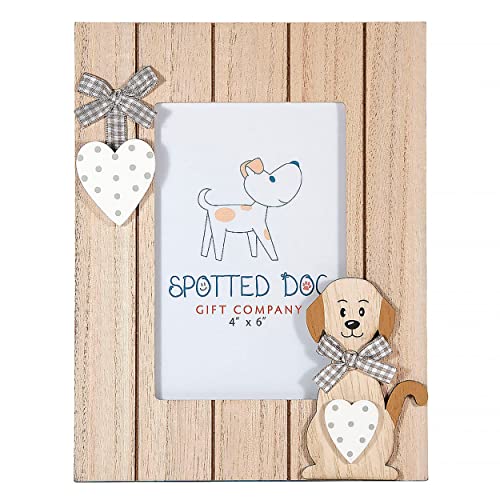 SPOTTED DOG GIFT COMPANY Bilderrahmen mit Hundemotiv, 10x15 Haustier Fotorahmen aus Holz, Tierfotorahmen, Hund Haus Dekoration, Geschenkideen für Hundeliebhaber Hundemama, Braun von SPOTTED DOG GIFT COMPANY