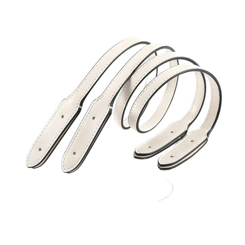 Canvas Tasche Tragriemen Handtaschengriff aus glattem Webstoff, Schultergurt aus echtem Leder for DIY-Handaccessoires mit optionalen Gold- und Silbernieten FüR Rucksack(White sliver,5 pieces) von SPPEOUKJ