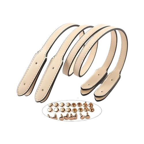 SPPEOUKJ Canvas Tasche Tragriemen Handtaschengriff aus glattem Webstoff, Schultergurt aus echtem Leder for DIY-Handaccessoires mit optionalen Gold- und Silbernieten FüR Rucksack(Beige Gold,5 Pieces) von SPPEOUKJ