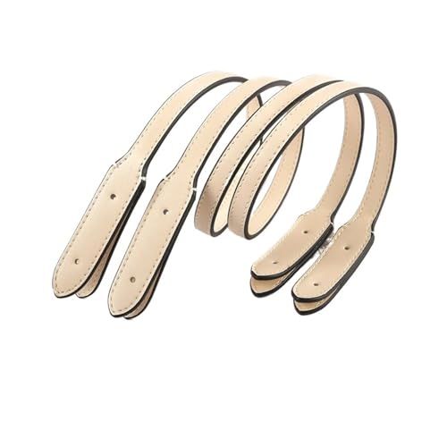 SPPEOUKJ Canvas Tasche Tragriemen Handtaschengriff aus glattem Webstoff, Schultergurt aus echtem Leder for DIY-Handaccessoires mit optionalen Gold- und Silbernieten FüR Rucksack(Beige Sliver,1 Piece) von SPPEOUKJ