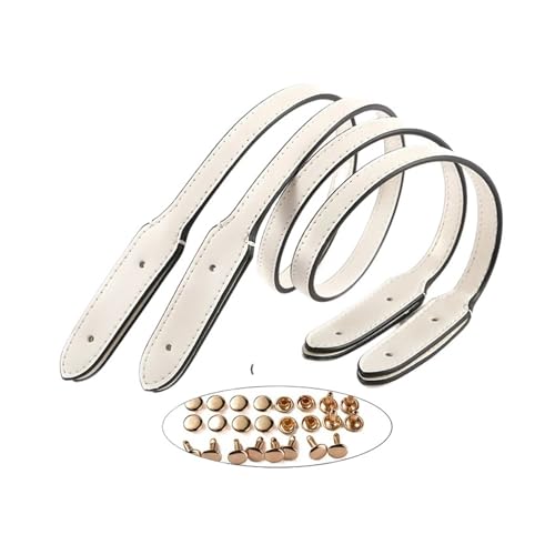 SPPEOUKJ Canvas Tasche Tragriemen Handtaschengriff aus glattem Webstoff, Schultergurt aus echtem Leder for DIY-Handaccessoires mit optionalen Gold- und Silbernieten FüR Rucksack(White Gold,1 Piece) von SPPEOUKJ