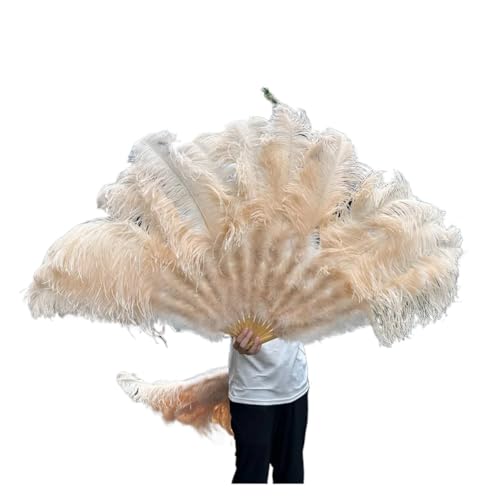 SPPEOUKJ Feder-FäCher 1/2 STK Bunter Federfächer Plus Federfächer 13 Knochen Faltbarer Fächer Bühnenauftritt Zubehör Fur TanzauffüHrungen(Champagne,100CM 2PCS) von SPPEOUKJ