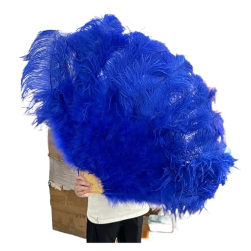 SPPEOUKJ Feder-FäCher 1/2 STK Bunter Federfächer Plus Federfächer 13 Knochen Faltbarer Fächer Bühnenauftritt Zubehör Fur TanzauffüHrungen(Deep Blue,100CM 2PCS) von SPPEOUKJ