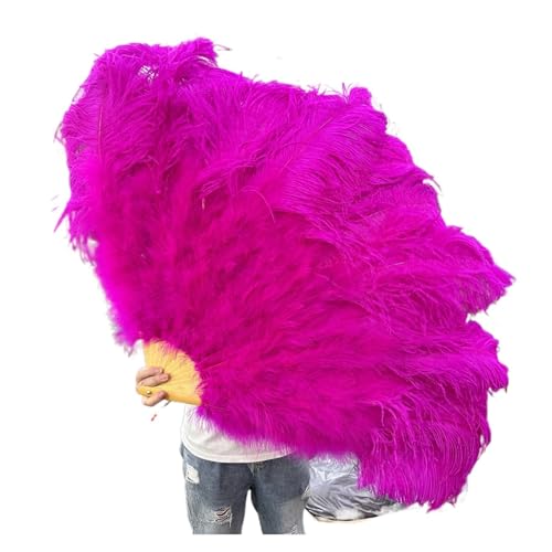 SPPEOUKJ Feder-FäCher 1/2 STK Bunter Federfächer Plus Federfächer 13 Knochen Faltbarer Fächer Bühnenauftritt Zubehör Fur TanzauffüHrungen(Red,100CM 1PCS) von SPPEOUKJ