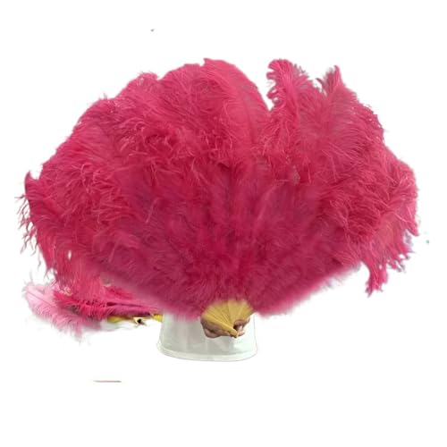 SPPEOUKJ Feder-FäCher 1/2 STK Bunter Federfächer Plus Federfächer 13 Knochen Faltbarer Fächer Bühnenauftritt Zubehör Fur TanzauffüHrungen(Watermelon Red,100CM 1PCS) von SPPEOUKJ