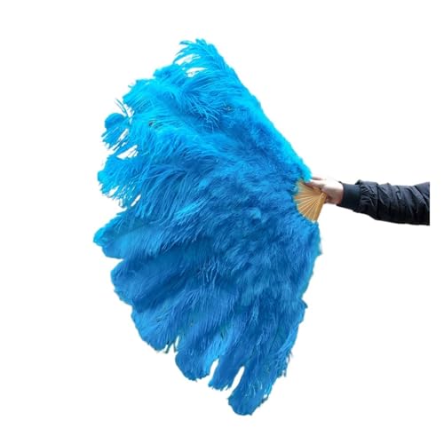 SPPEOUKJ Feder-FäCher 100CM Feder Fan Schmücken Halloween Hochzeit Party Bühne Dekoration Bauchtanz Fan DIY Plumas Fan Bars Bunte Fur TanzauffüHrungen(Blue01,2 Pcs) von SPPEOUKJ