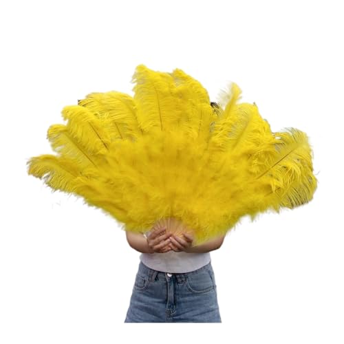 SPPEOUKJ Feder-FäCher 13 Fächer aus Naturfedern aus Knochen, Handfächer, faltbar, 100 cm lang, for Damen, Performance, Tanzparty, Karneval, Show-Requisiten Fur TanzauffüHrungen(Beige,2 Piece) von SPPEOUKJ