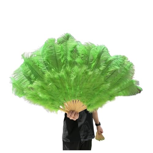SPPEOUKJ Feder-FäCher 130CM/100CM Weißer großer Federfächer Flauschiger 13 Knochen Handheld for Karneval Tanz Bühnenauftritt & DIY Handwerk Fur TanzauffüHrungen(10 Green,Small Fan 1PCS) von SPPEOUKJ