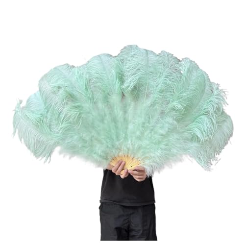 SPPEOUKJ Feder-FäCher 130CM/100CM Weißer großer Federfächer Flauschiger 13 Knochen Handheld for Karneval Tanz Bühnenauftritt & DIY Handwerk Fur TanzauffüHrungen(33 Mint Green,Small Fan 1PCS) von SPPEOUKJ