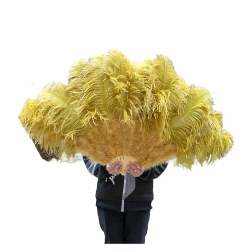 SPPEOUKJ Feder-FäCher 130CM/100CM Weißer großer Federfächer Flauschiger 13 Knochen Handheld for Karneval Tanz Bühnenauftritt & DIY Handwerk Fur TanzauffüHrungen(Olive Green,Big Fan 1Pair(Two)) von SPPEOUKJ