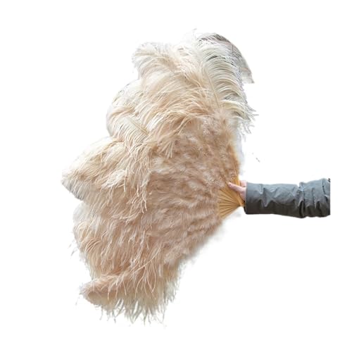 SPPEOUKJ Feder-FäCher 90 cm farbige Federfächer, 13 Knochen, Handfaltfächer for Karneval, Hochzeit, Party, Bühnentanz, Requisiten, Dekor, Pluma Craft Fur TanzauffüHrungen(Brown,Right Fan 1PCS) von SPPEOUKJ